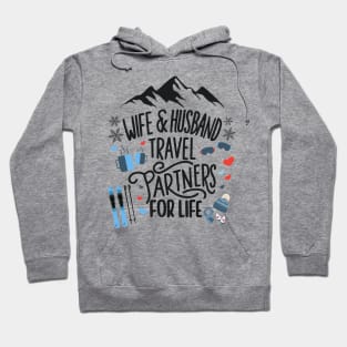 Wife & Husband Travel Partners For Life Honeymoon Ski Lovers Hoodie